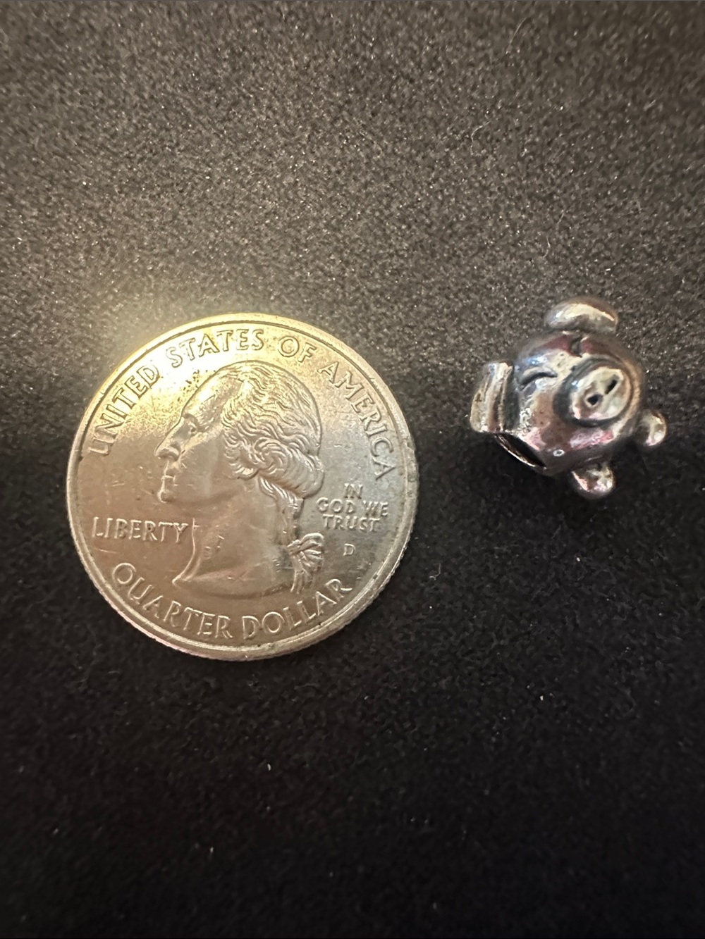 Silver Pig Charm Bead